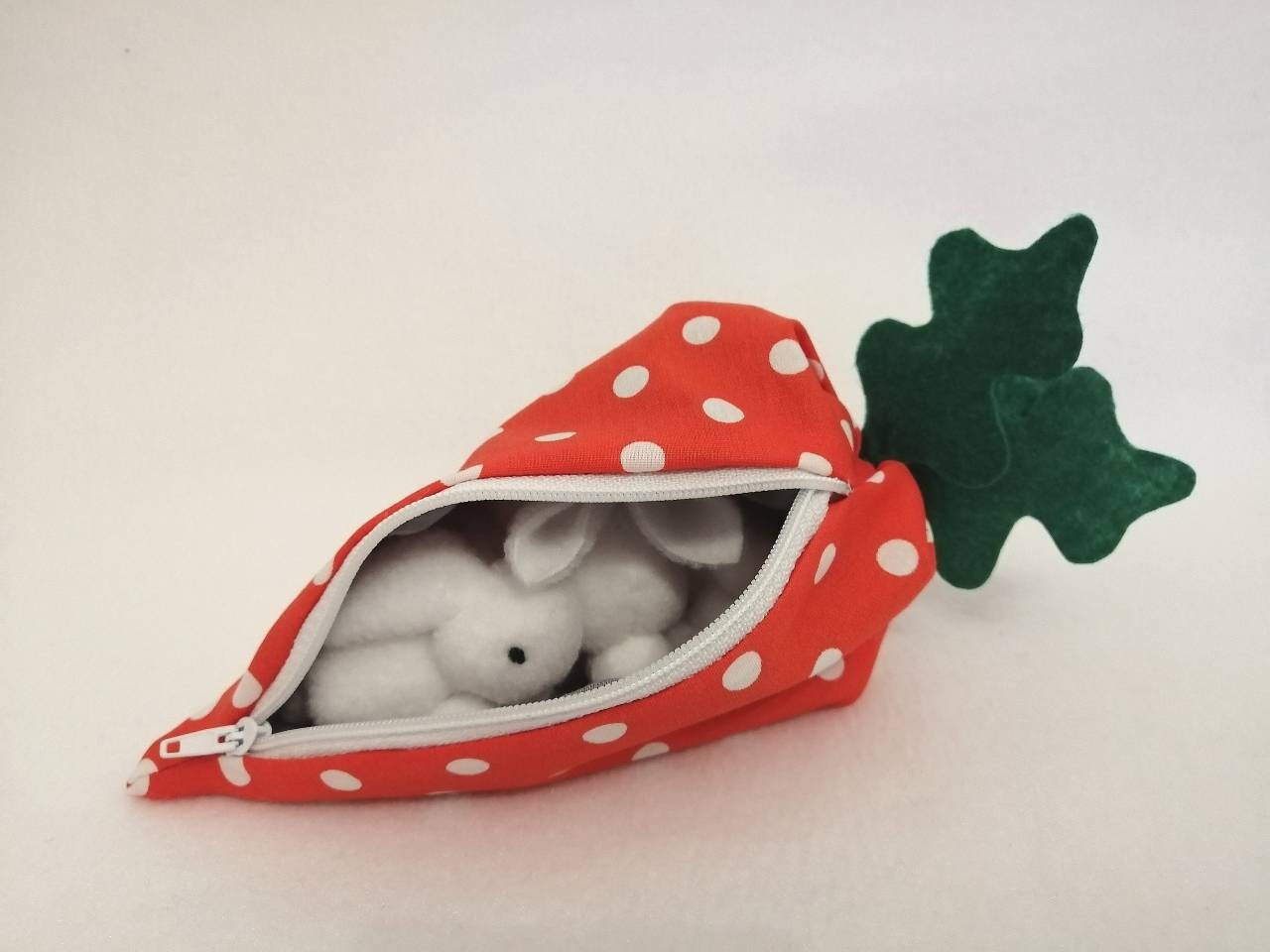 Bunnies in a carrot , stuffed animals, cute bunnies, carrot with zipper