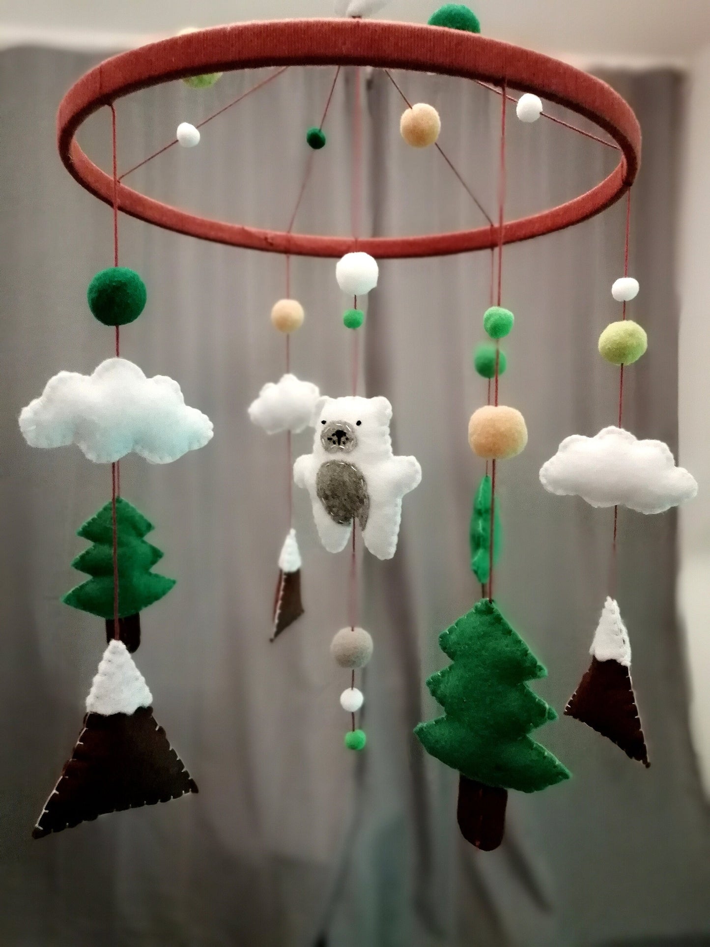 Baby mobile, Mountain Bear, baby room, newborn