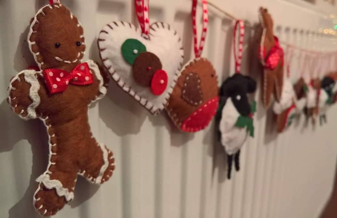 8 Christmas ornaments felt Christmas tree or banner ornaments