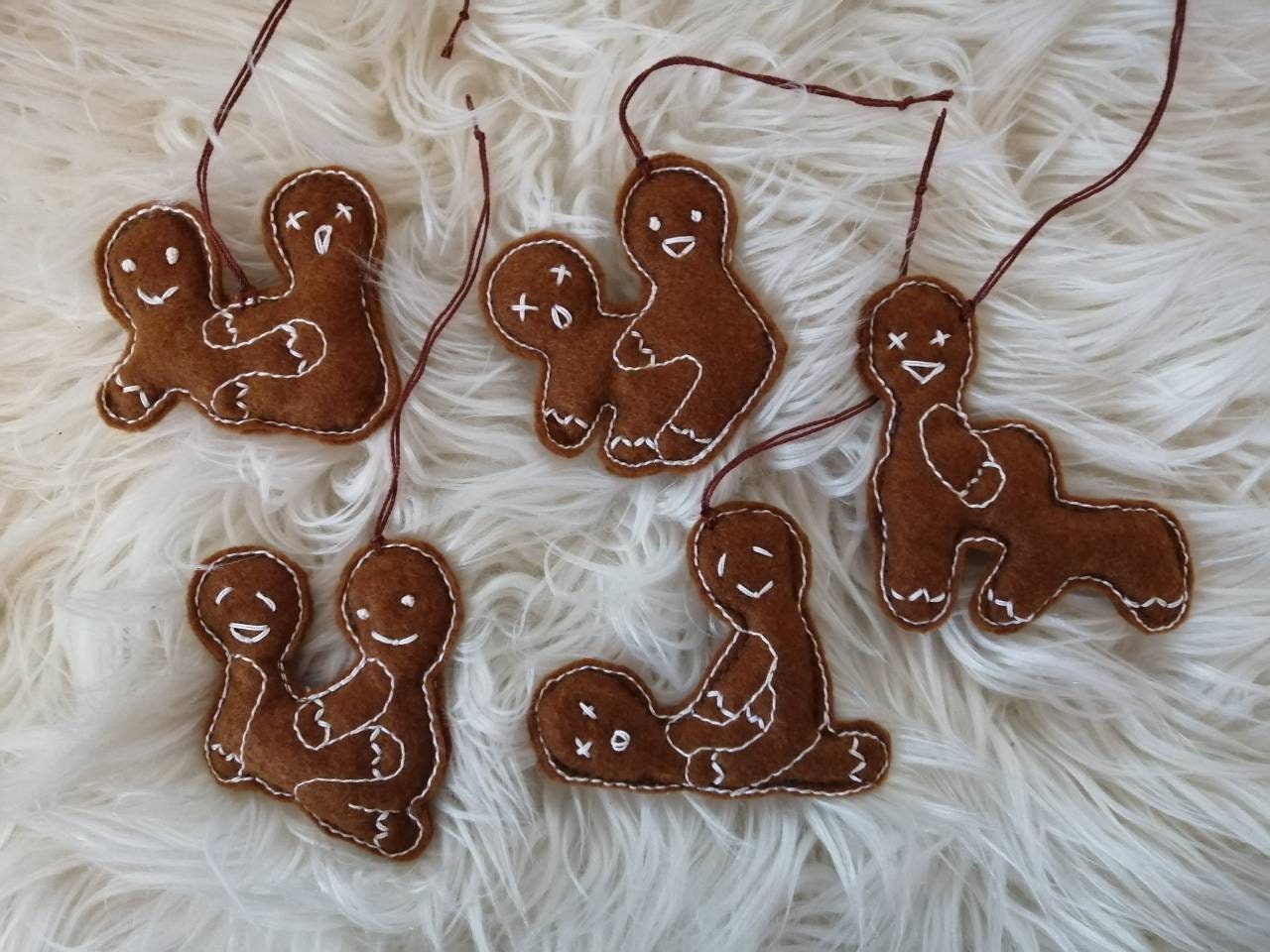 5 Funny Gingerbread Christmas ornaments Kama Sutra Poses