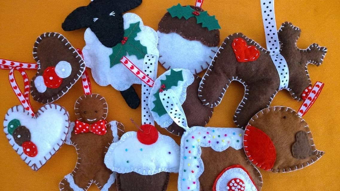 8 Christmas ornaments felt Christmas tree or banner ornaments