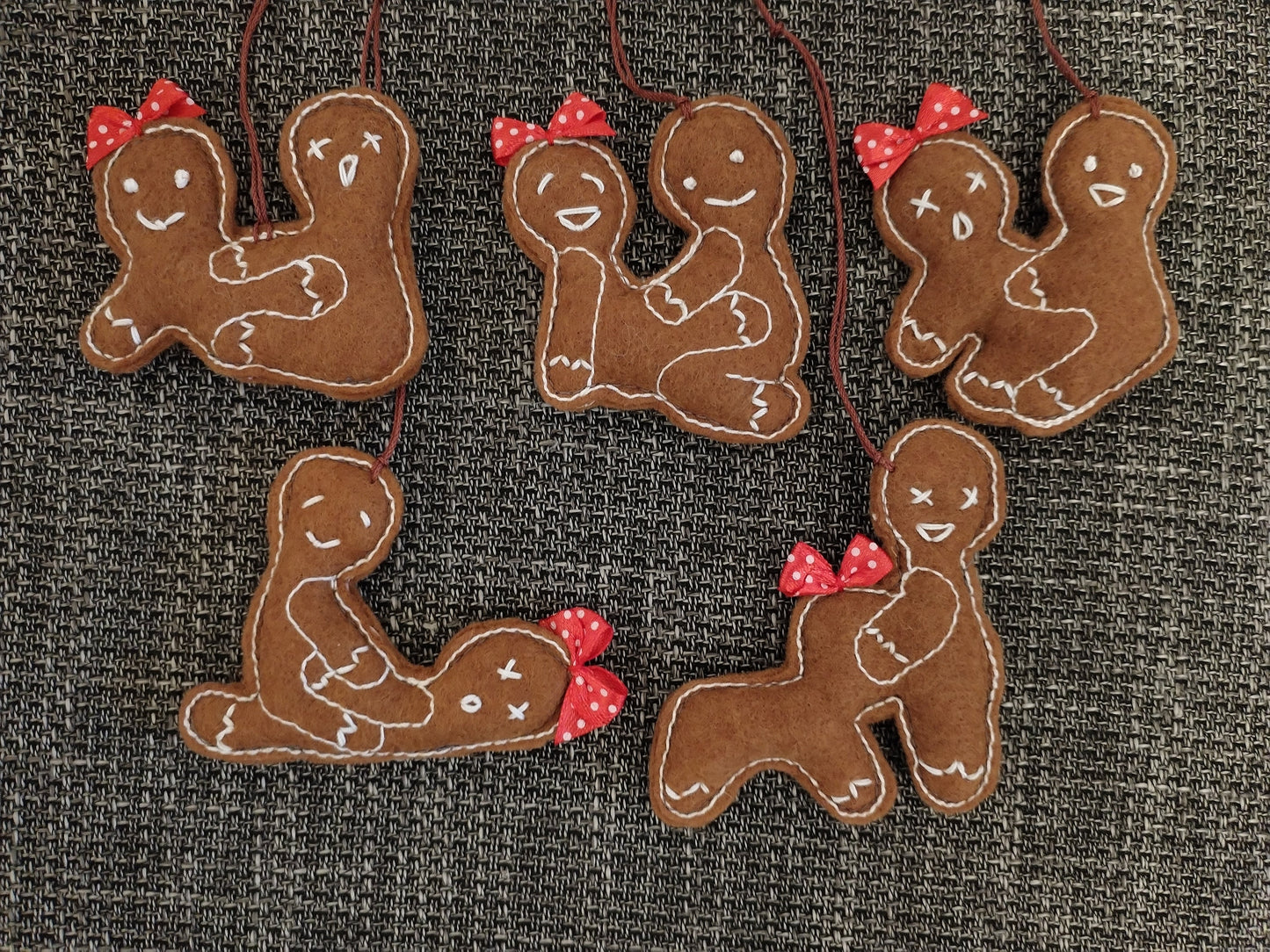 5 Funny Gingerbread Christmas ornaments Kama Sutra Poses