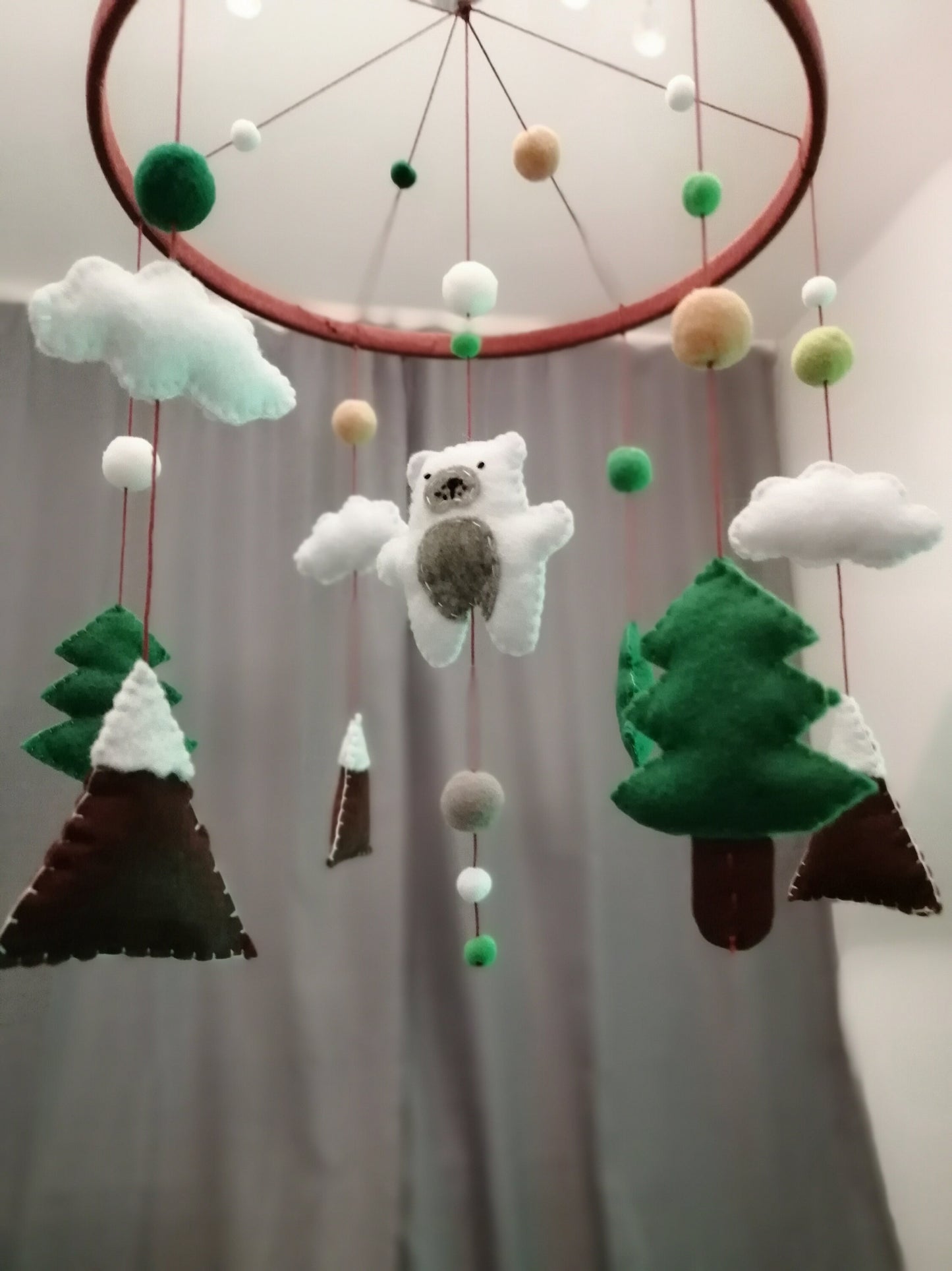 Baby mobile, Mountain Bear, baby room, newborn