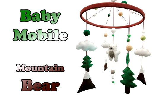 Baby mobile, Mountain Bear, baby room, newborn