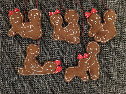 5 Funny Gingerbread Christmas ornaments Kama Sutra Poses
